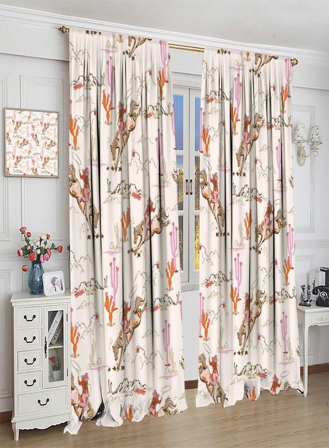 JADERYS Western Cowgirl Curtains Wild West Desert Horse Pink Cactus Cartoon Abstract Art Bedroom Living Room Bathroom Blackout Rod Pocket Decoration Window Drapes 2 Panels W21xL45in - Image 4